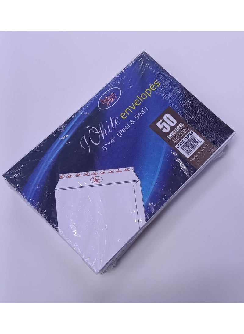 139000 White Envelopes 100gms 6 x 4 inches Pack of 50Pcs